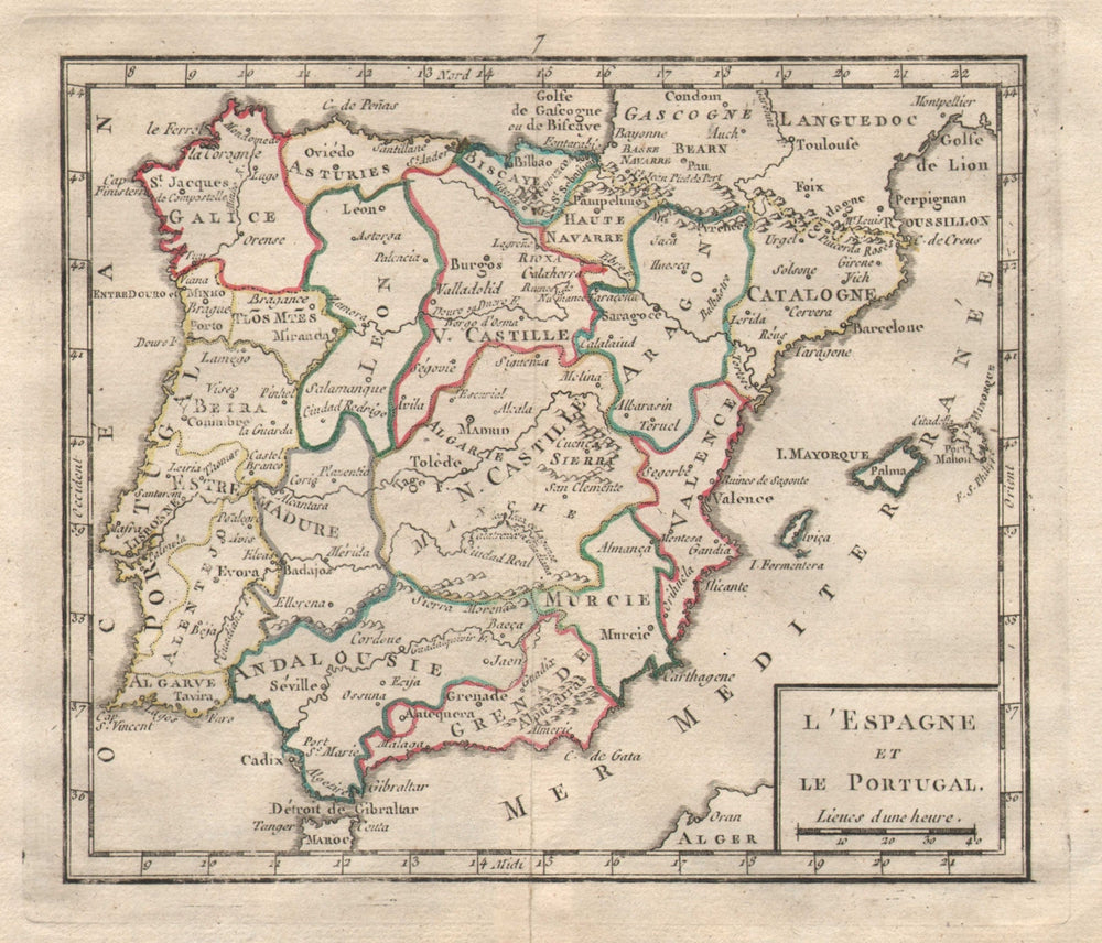 "L'Espagne et le Portugal" by BRION DE LA TOUR. Iberia in provinces 1777 map
