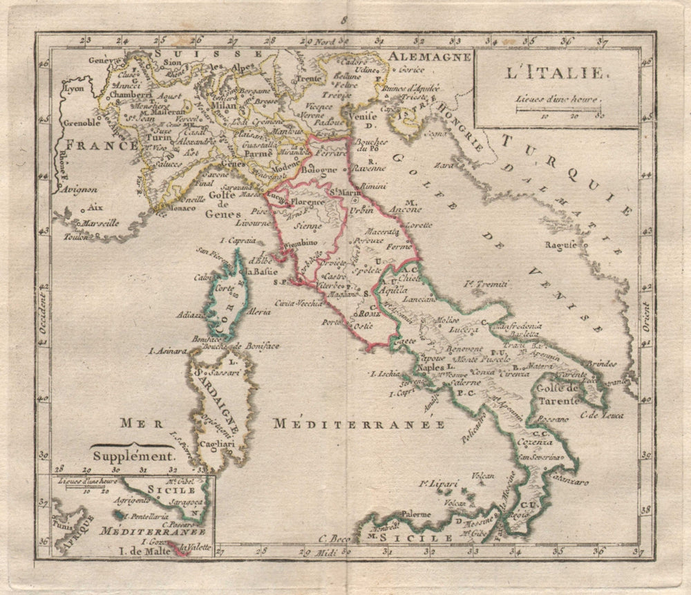 "L'Italie" by BRION DE LA TOUR. Italy Italian states 1777 old antique map
