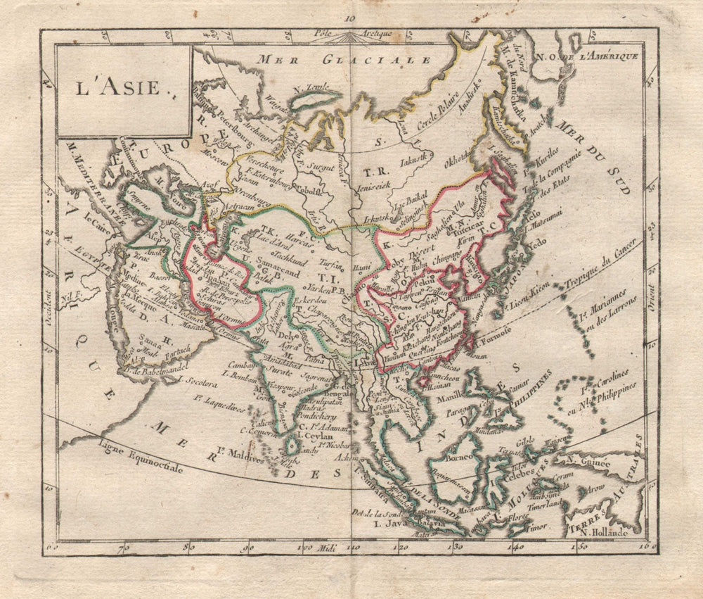 "L'Asie" by BRION DE LA TOUR. Asia Persia Tartary China 1777 old antique map
