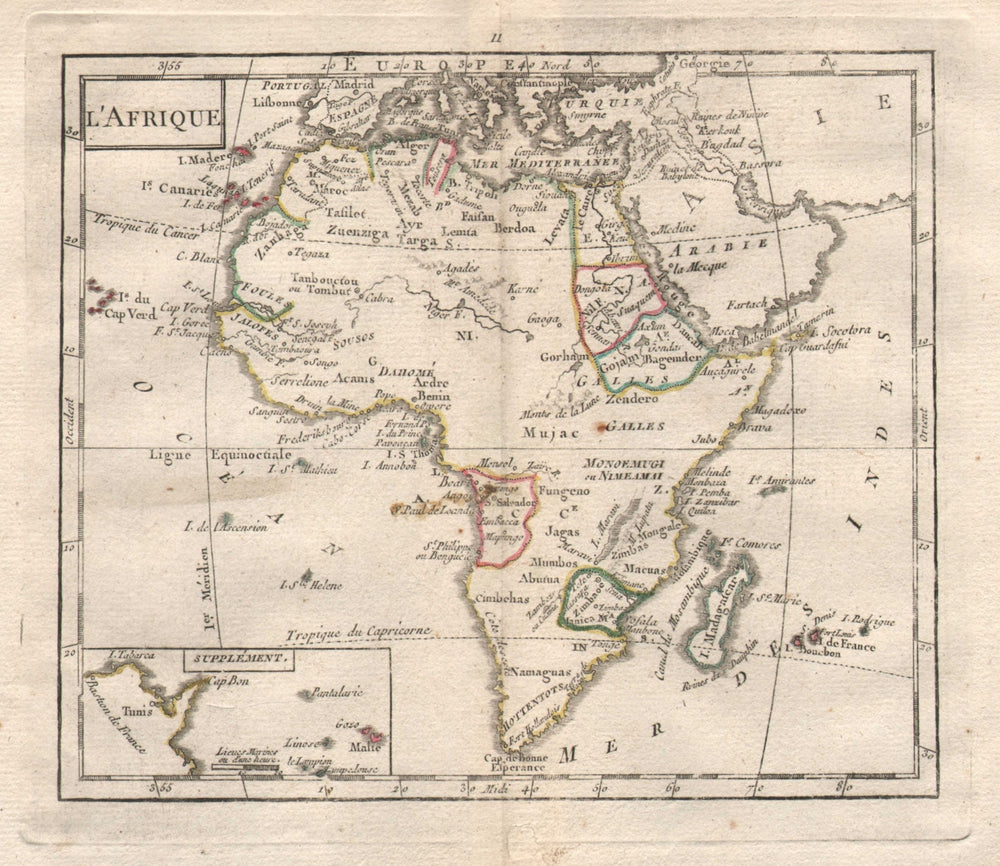 "L'Afrique" by BRION DE LA TOUR. Africa 'Zimbaoe'. Niger w/o outlet 1777 map