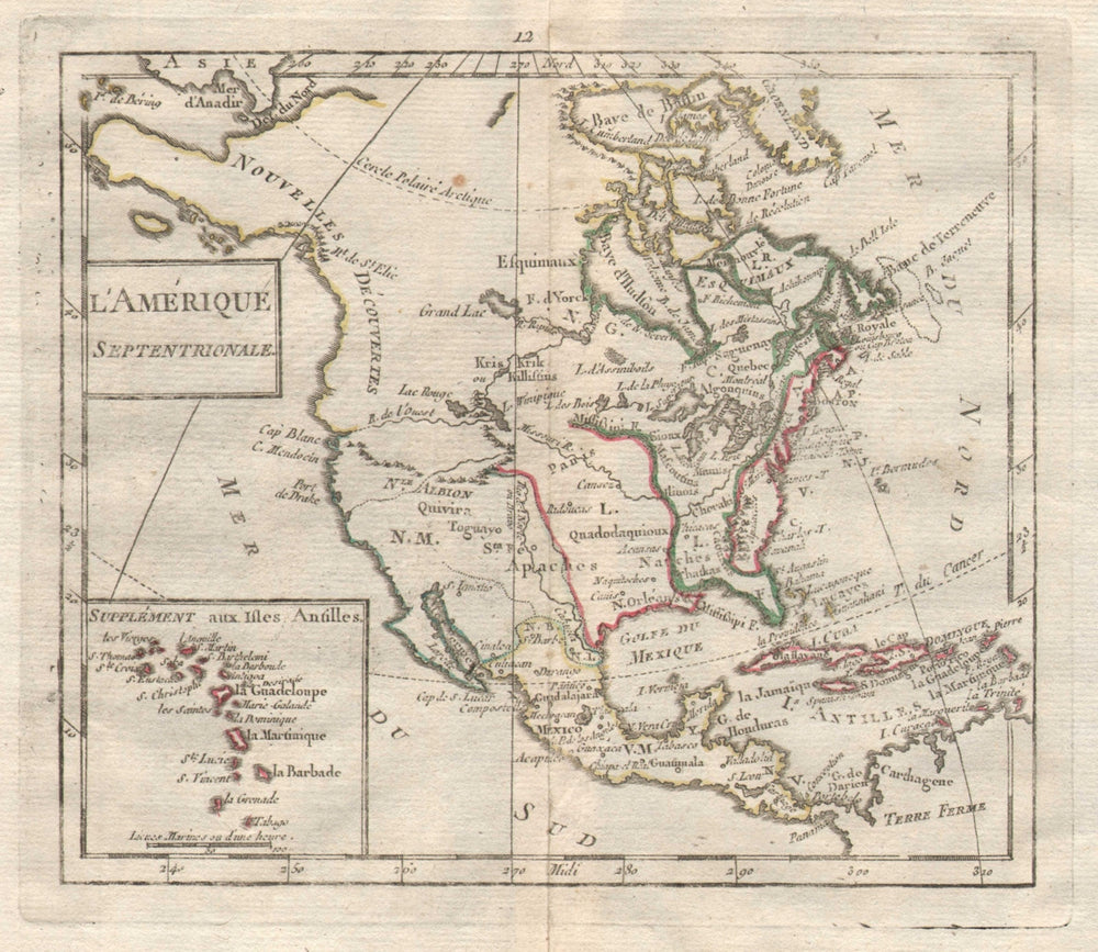 "L'Amérique Septentrionale" during Revolutionary War. BRION DE LA TOUR 1777 map