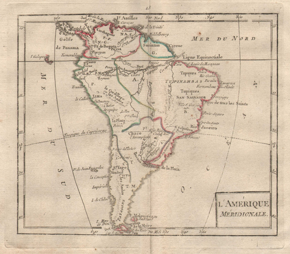 "L'Amérique Méridionale" by BRION DE LA TOUR. South America 1777 old map
