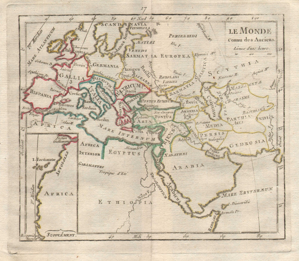 "Le Monde connu des Anciens" by BRION DE LA TOUR. Ancient World 1777 old map