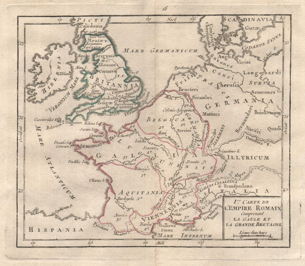 "Ire Carte de l'Empire Romain". BRION DE LA TOUR. Roman Britain France 1777 map