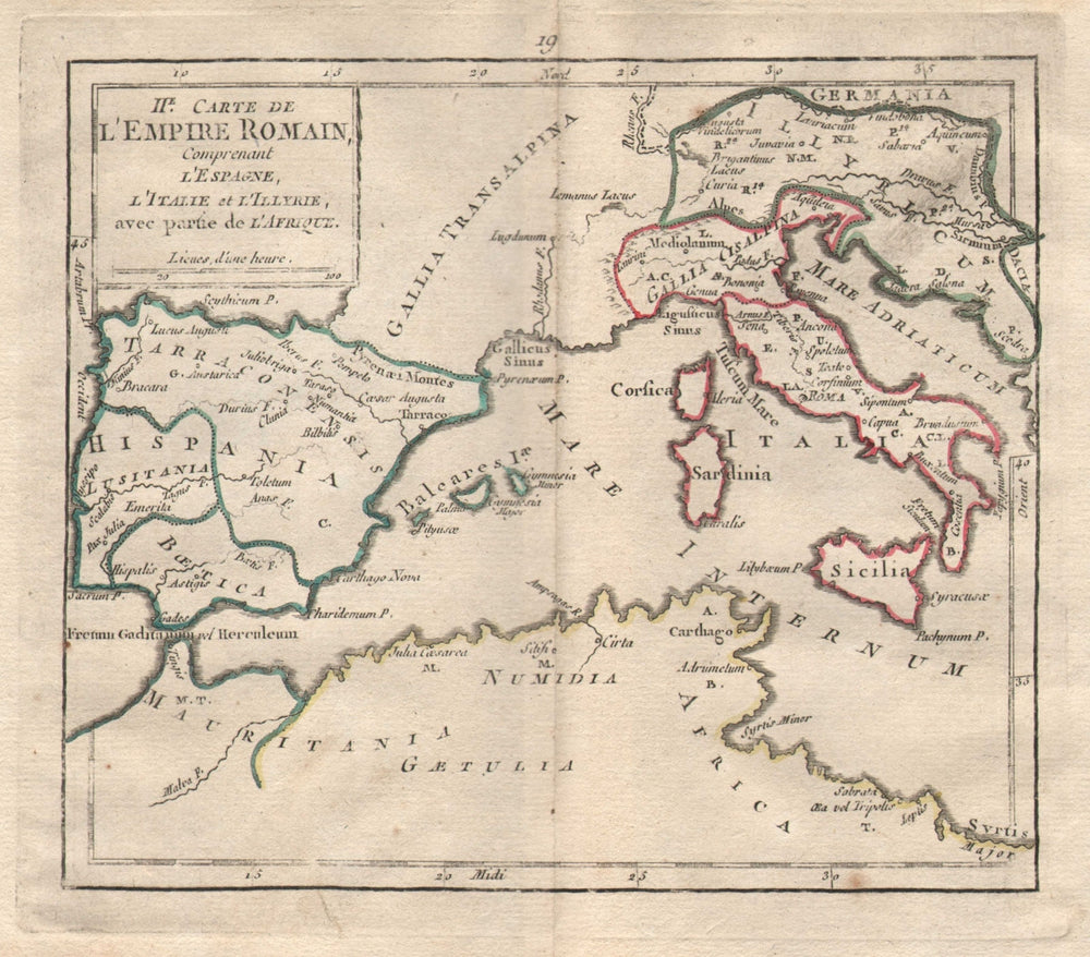 "IIe Carte de l'Empire Romain". BRION DE LA TOUR. Roman Spain Italy 1777 map