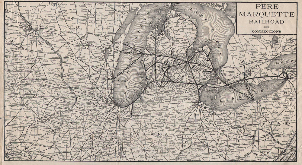 Pere Marquette Railroad and connections. Michigan Ontario c1907 old map