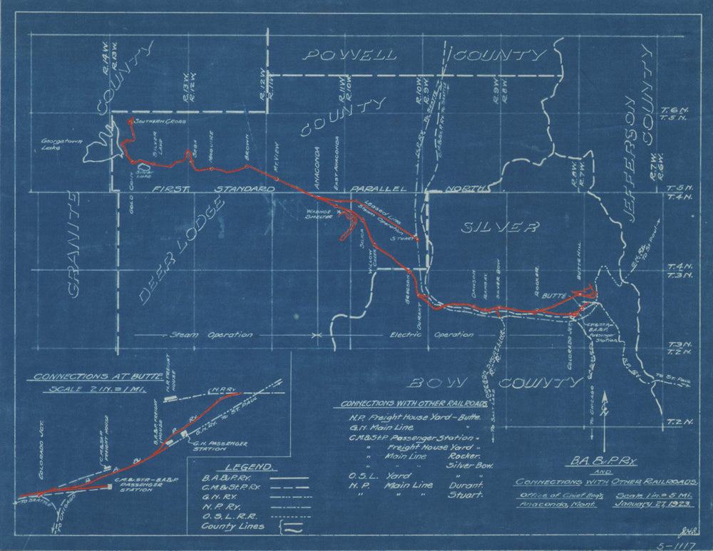 Butte, Anaconda and Pacific Railway & connections. Montana 1923 old map