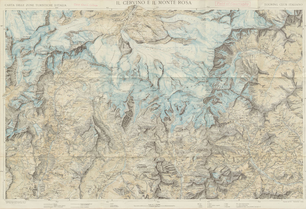 Cervino Monte Rosa. Zermatt Breuil-Cervinia. TOURING CLUB ITALIANO 1963 map