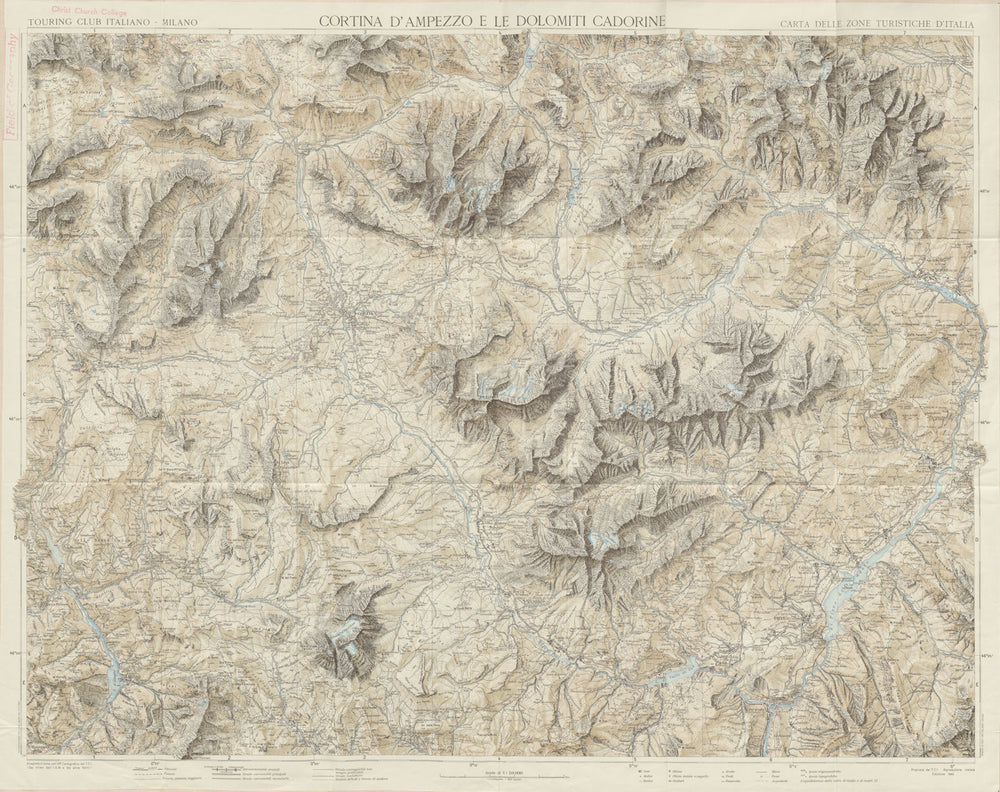 Cortina d'Ampezzo. Dolomiti Cadorine. Dolomites. TOURING CLUB ITALIANO 1965 map