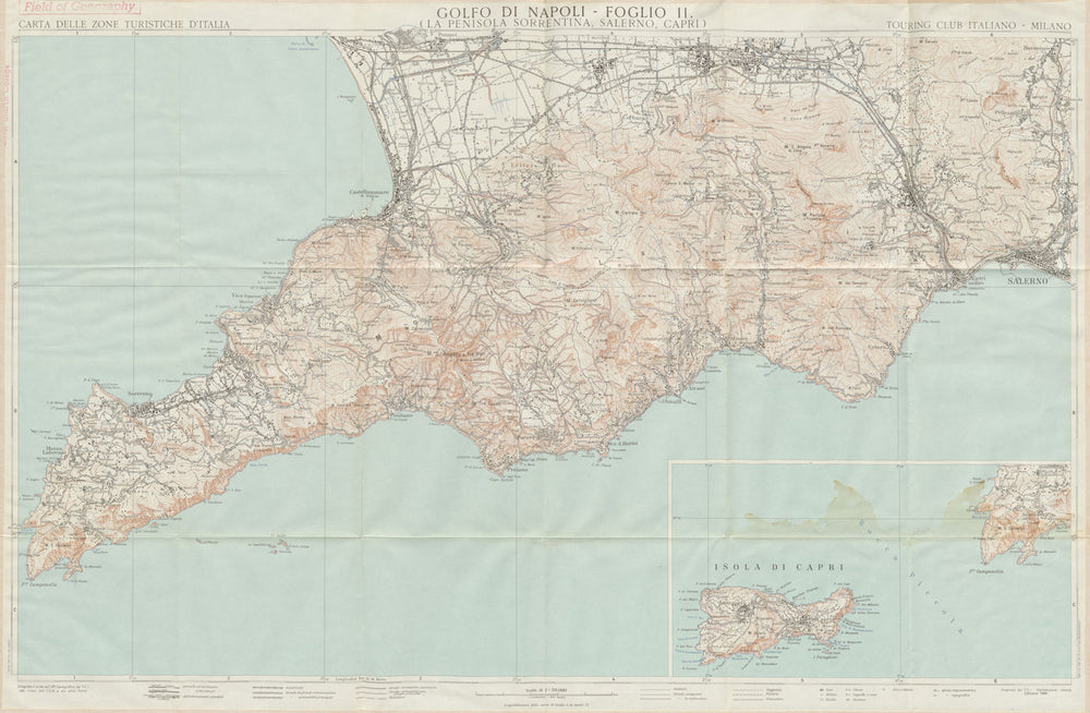 Penisola Sorrentina Salerno Capri Italy Sorrento Amalfi coast Napoli 1966 map