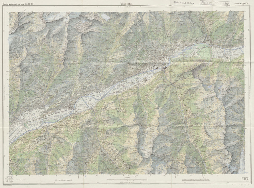 Crans-Montana & environs topo-map. Switzerland Sion Nendaz Sierre Leuk 1959