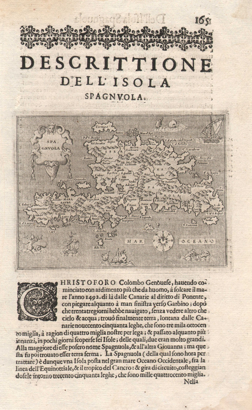 "Descrittione dell' Isola Spagnuola". PORCACCHI. Hispaniola Caribbean 1620 map