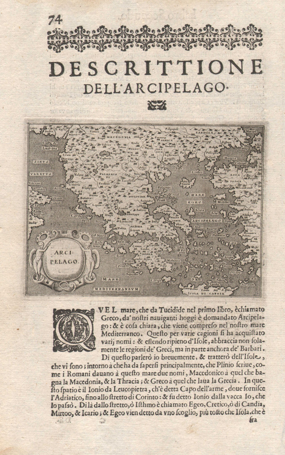 "Descrittione dell' Arcipelago". PORCACCHI. Greek Archipelago Greece 1620 map