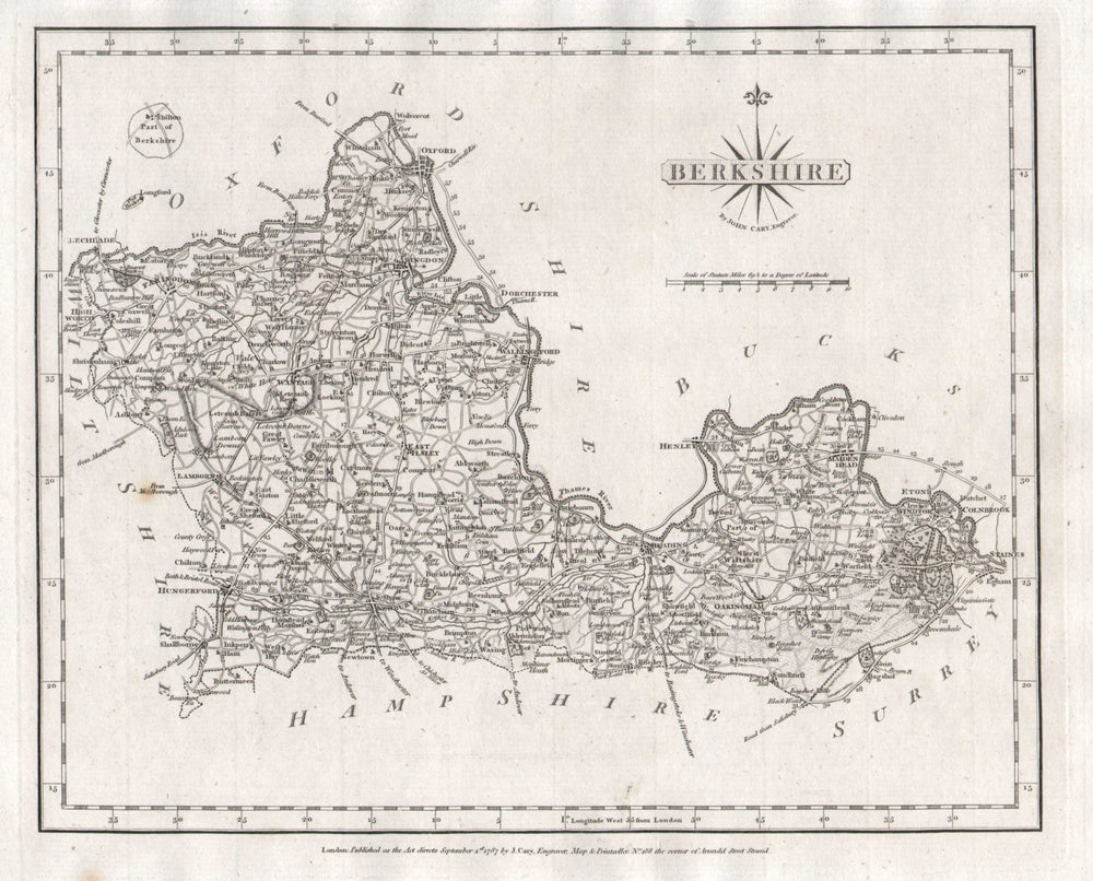 Antique county map of BERKSHIRE by JOHN CARY 1787 old plan chart