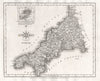 Antique county map of CORNWALL by JOHN CARY 1787 old plan chart