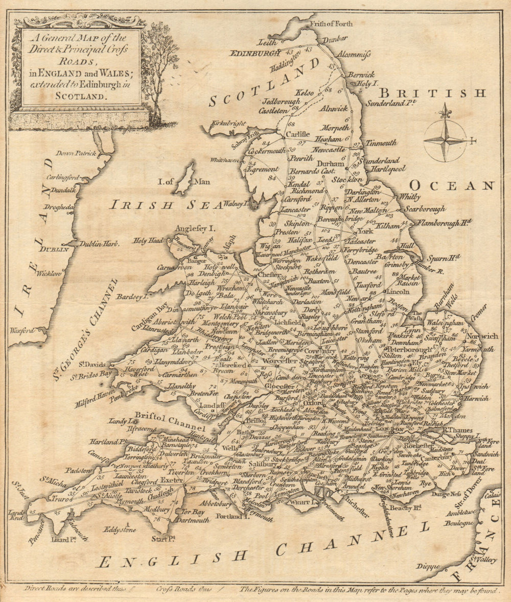 "The direct & principal cross roads in England & Wales". KITCHIN 1767 old map