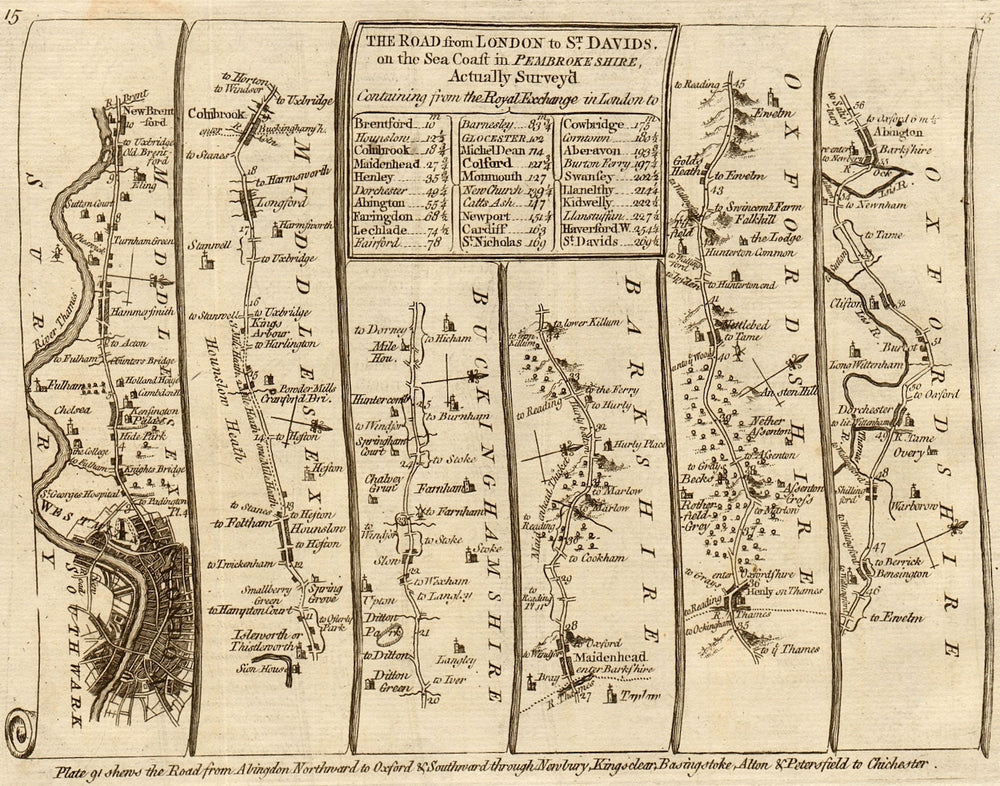 London Hammersmith Slough Maidenhead Henley Abingdon. KITCHIN road map 1767