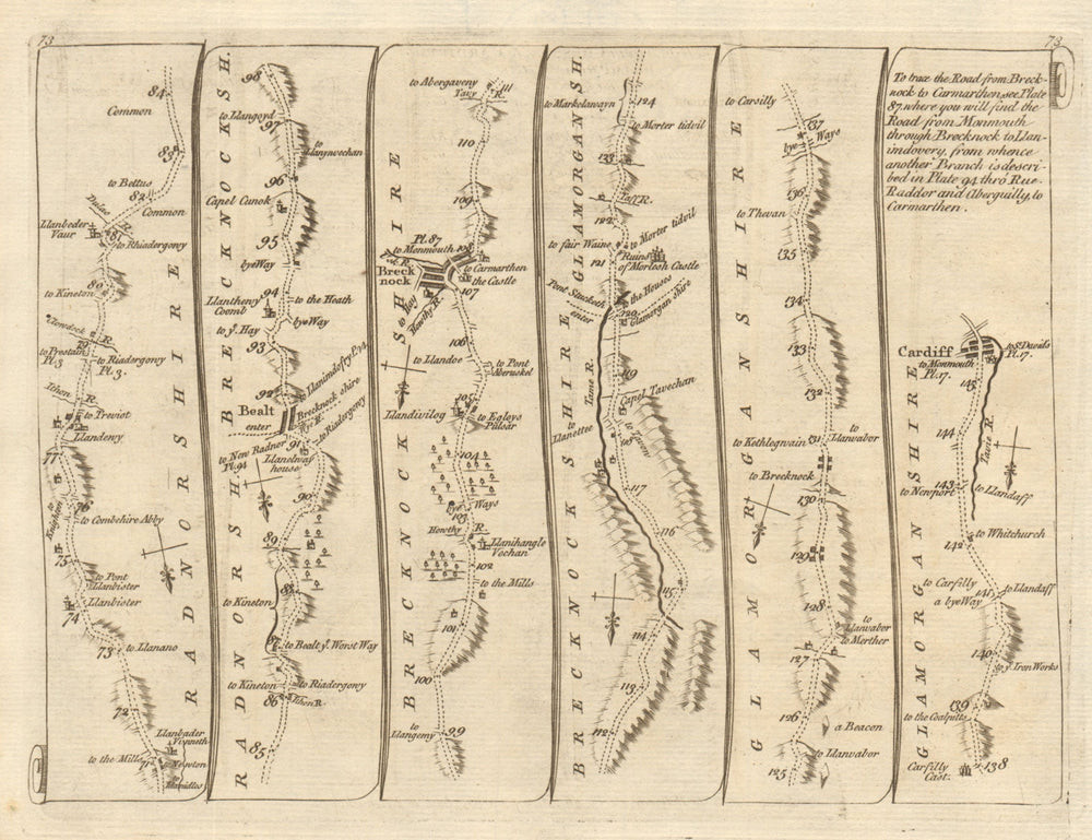 Llanbadarn Fynydd Llanbister Llandewi Brecon Cardiff. KITCHIN road map 1767