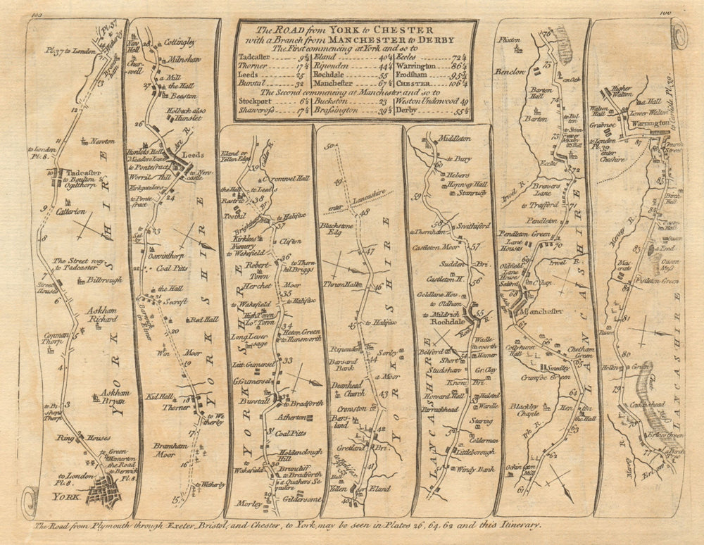 York Leeds Rochdale Bury Manchester Salford Warrington. KITCHIN road map 1767