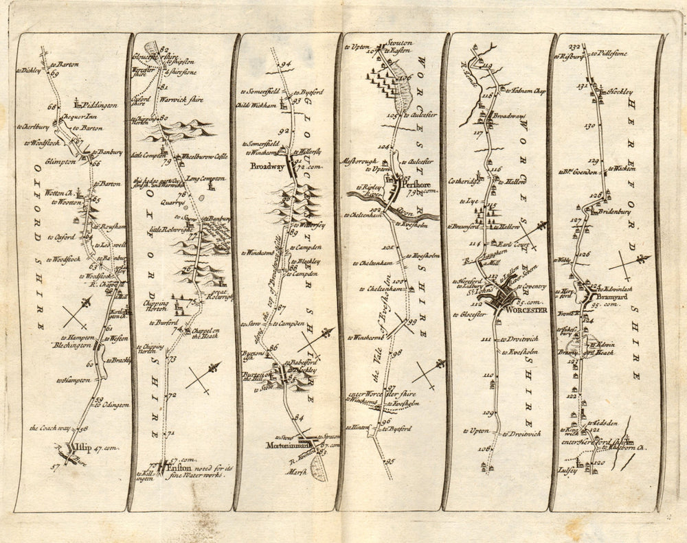 Islip Chipping Norton Pershore Worcester Bromyard SENEX #2 road map 1719