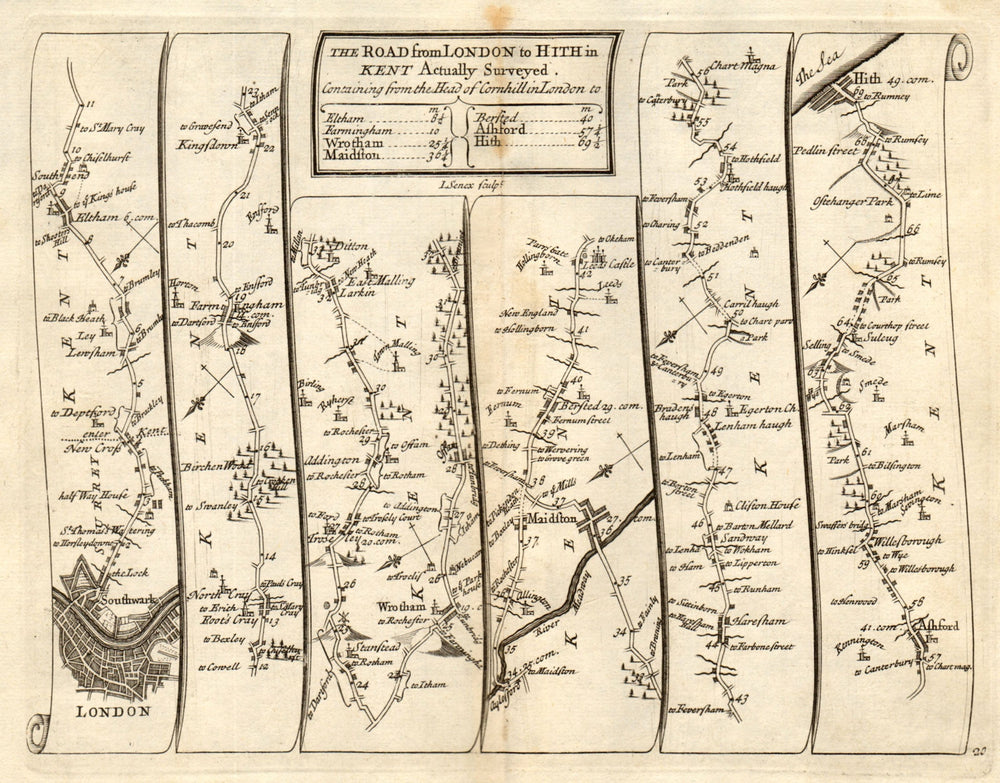 London Lewisham East Malling Maidstone Ashford Hythe SENEX #20 road map 1719