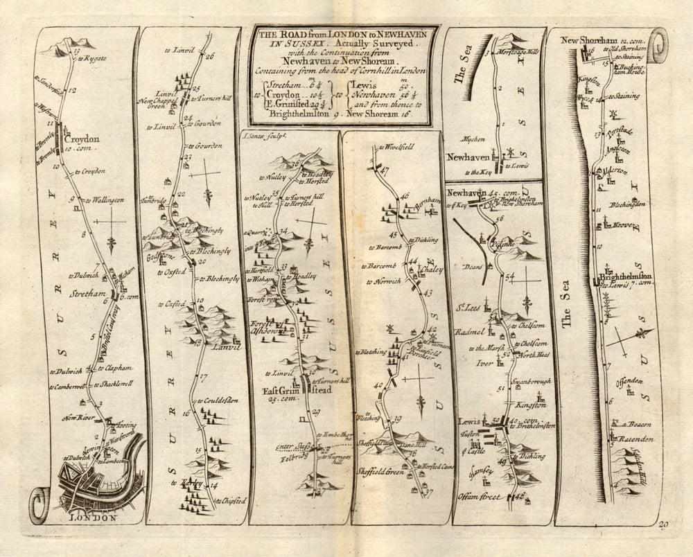 London Croydon East Grinstead Lewes Brighton Shoreham SENEX #29 road map 1719
