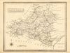 Antique map of South Wales by John Heywood. Railways & coach roads c1864