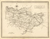 Antique county map of Kent by John Heywood. Railways & coach roads c1864
