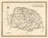 Antique county map of Norfolk by John Heywood. Railways & coach roads c1864