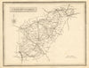 Antique county map of Northamptonshire. John Heywood. Railways/coach roads c1864