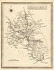 Antique county map of Oxfordshire by John Heywood. Railways & coach roads c1864