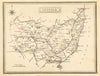 Antique county map of Suffolk by John Heywood. Railways & coach roads c1864