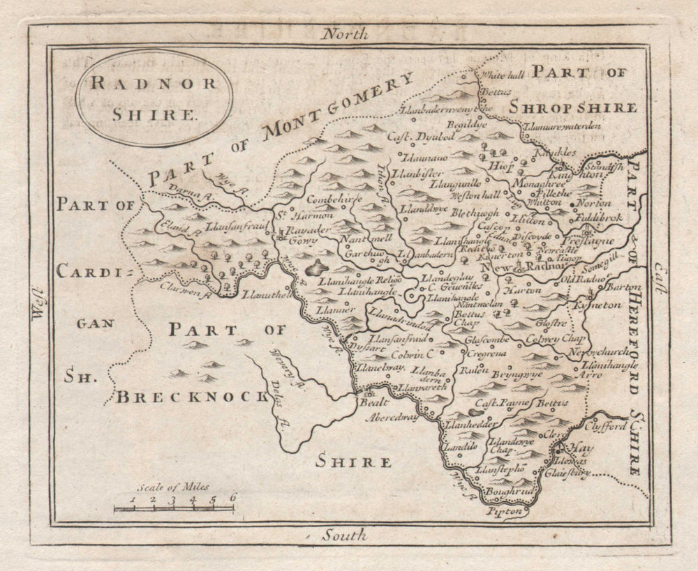 Antique county map of Radnorshire by John Seller / Francis Grose c1780 old