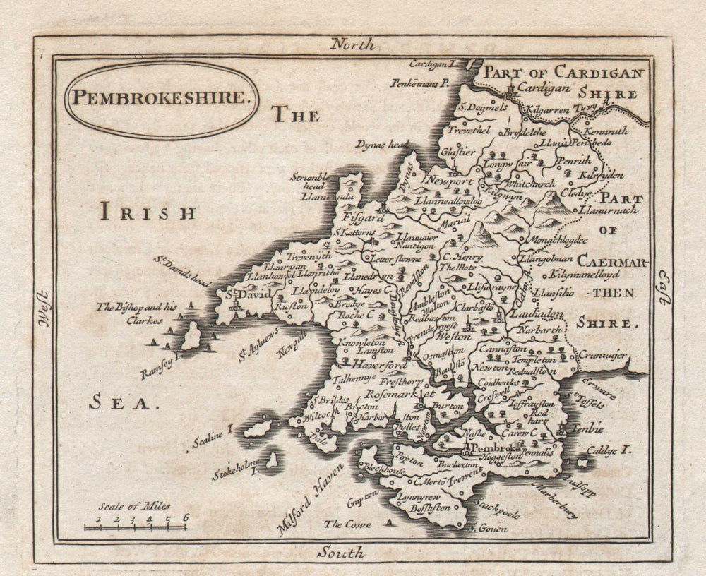 Antique county map of Pembrokeshire by John Seller / Francis Grose c1780
