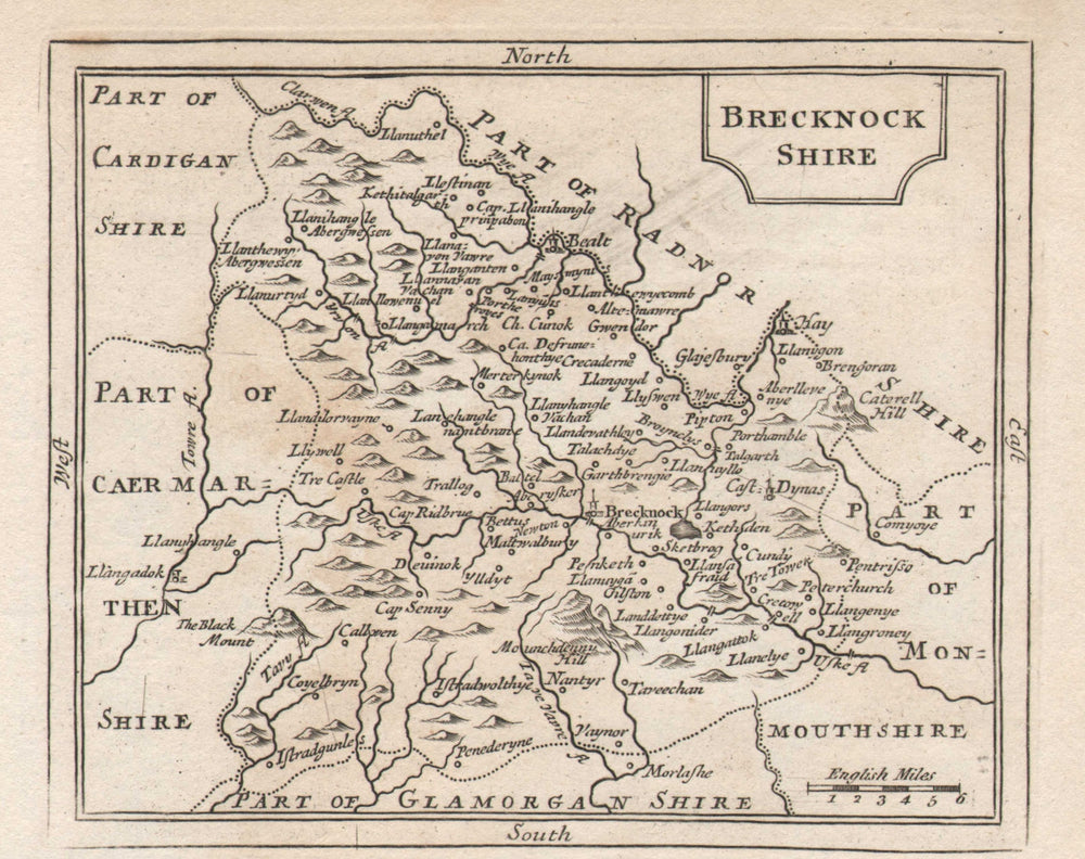 Antique county map of Brecknockshire by John Seller / Francis Grose c1780