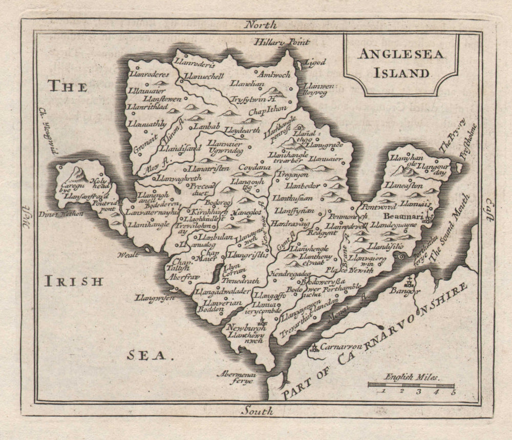 Antique map of Anglesea Island by John Seller / Francis Grose. Anglesey c1780