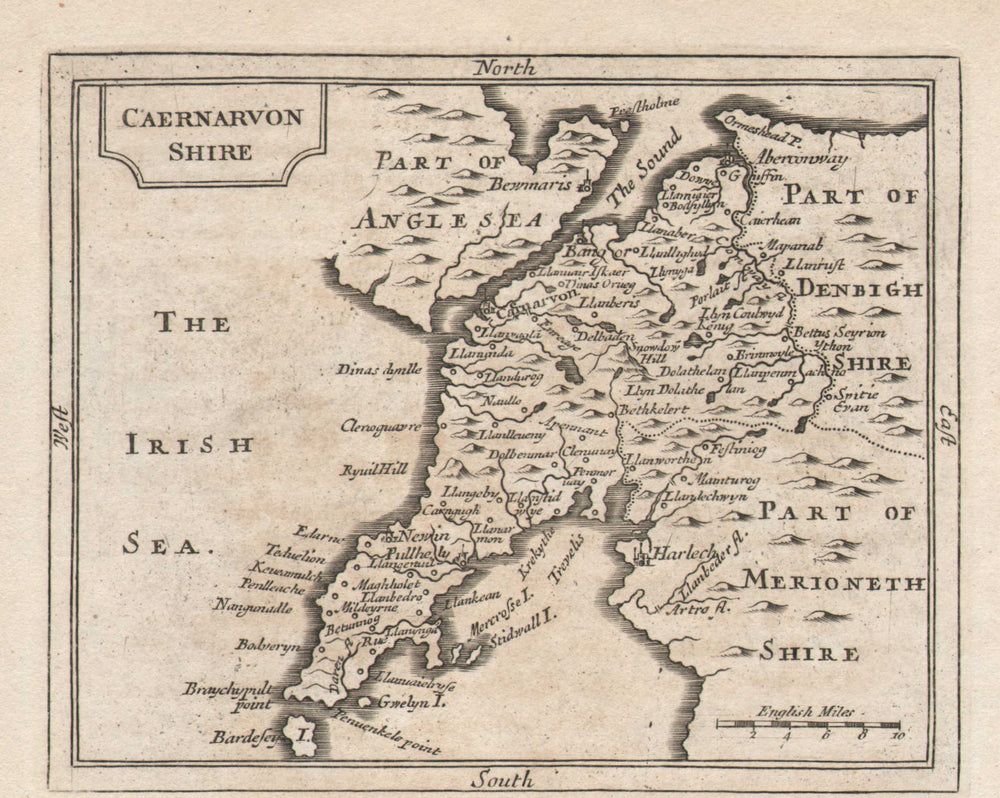 Antique county map of Caernarvonshire by John Seller / Francis Grose c1780