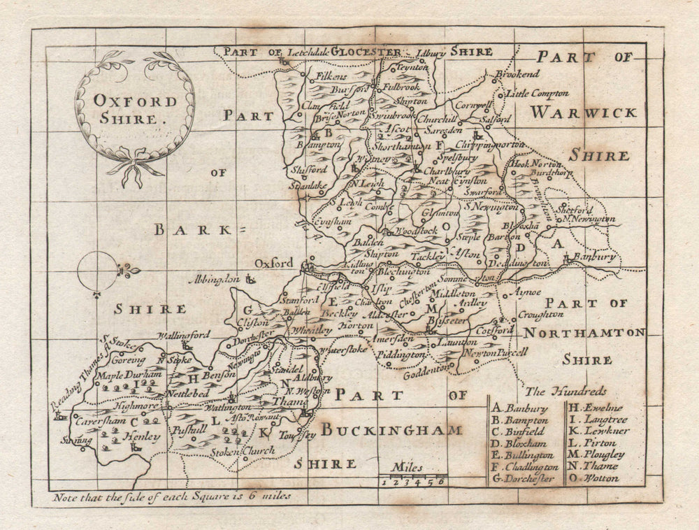 Antique county map of Oxfordshire. John Seller / Francis Grose. Uncoloured c1780
