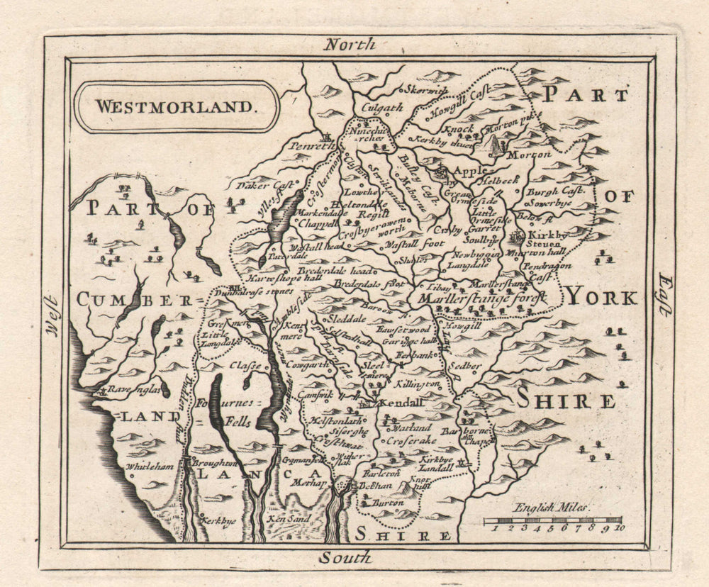 Antique county map of Westmorland. John Seller / Francis Grose. Uncoloured c1780