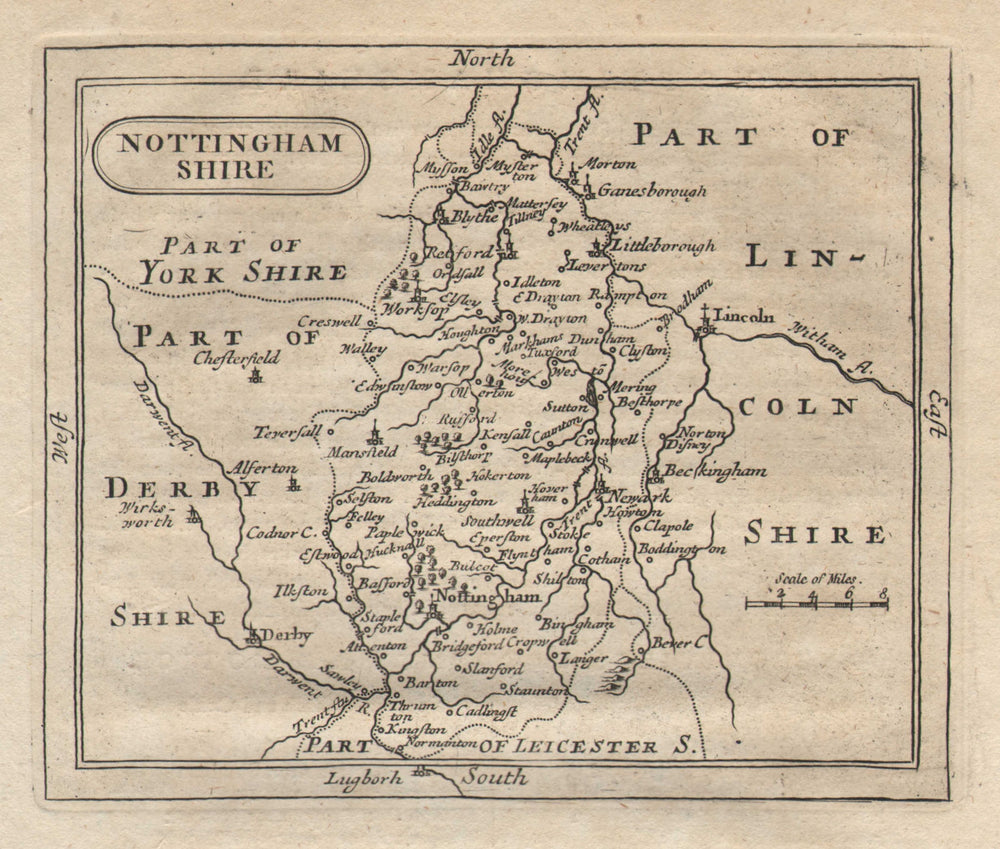 Antique county map of Nottinghamshire by John Seller / Francis Grose c1780