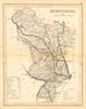 DERBYSHIRE county map by ARCHER & DUGDALE. Peak District. Polling places 1845