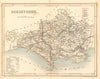 DORSETSHIRE county map by ARCHER & DUGDALE. Seats polling places 1845 old