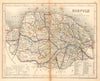 NORFOLK map by ARCHER & DUGDALE. Seats canals polling places 1845 old