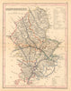 STAFFORDSHIRE county map by ARCHER & DUGDALE. Seats canals polling places 1845