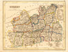SURREY county map by ARCHER & DUGDALE. Seats canals polling places 1845