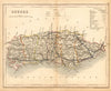 SUSSEX county map by ARCHER & DUGDALE. Seats canals polling places 1845