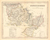 DENBIGHSHIRE county map by ARCHER & DUGDALE. Seats canals polling places 1845