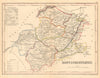 MONTGOMERYSHIRE county map by ARCHER & DUGDALE. Seats canals polling places 1845