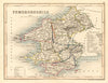 PEMBROKESHIRE county map by ARCHER & DUGDALE. Seats canals polling places 1845