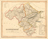 RADNORSHIRE county map by ARCHER & DUGDALE. Seats canals polling places 1845